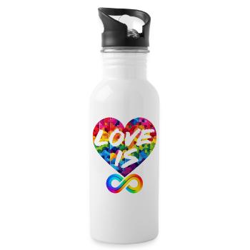 LIEBE IST UNENDLICH, LIEBESPUZZLE, LGBTQIA+ - Trinkflasche mit integriertem Trinkhalm - Weiß - Rechts