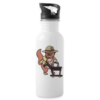 Katze Reiter Reiterin Pferd Pferde Gaul reiten - Trinkflasche mit integriertem Trinkhalm - Weiß - Rechts