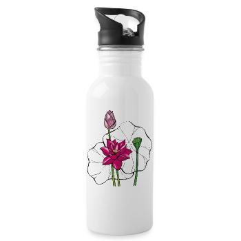 Water lily - Water bottle with straw - white - Right
