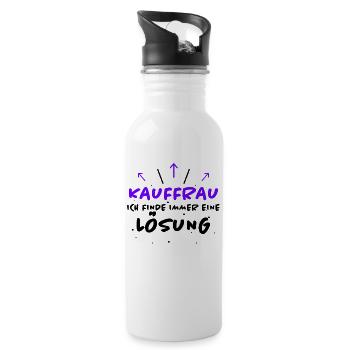 Kauffrau Spruch Verkäuferin Witz Kauffrau Geschenk - Trinkflasche mit integriertem Trinkhalm - Weiß - Rechts