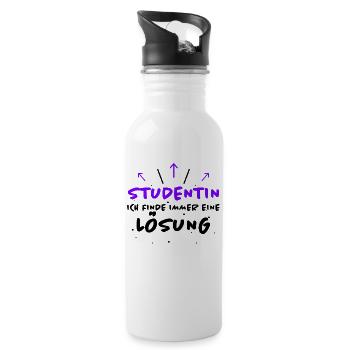 Studentin Spruch Universität Studentin Geschenk - Trinkflasche mit integriertem Trinkhalm - Weiß - Rechts