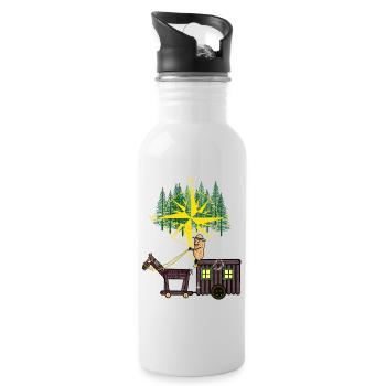 Peanut Compass Travel Horse Camping Adventure - Water bottle with straw - white - Right
