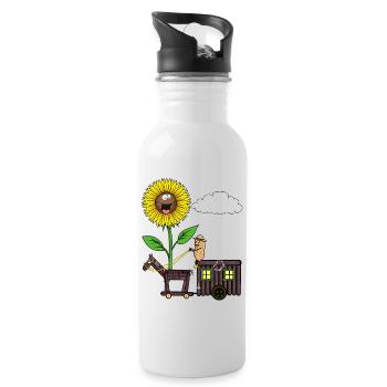Tournesol Cacahuète Cheval Voyage Camping Cacahuètes - Gourde avec paille intégrée - blanc - Droite