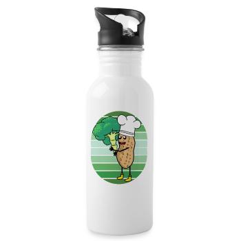 Peanut Broccoli Vegetables Cook Cooks Cook - Water bottle with straw - white - Right