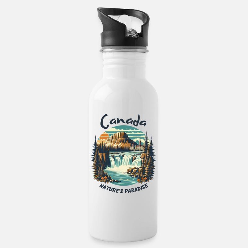 Le paysage du Canada - Gourde avec paille intégrée - blanc