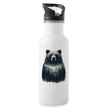 Art de la forêt des ours - Gourde avec paille intégrée - blanc - Droite