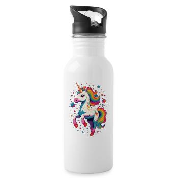 Amoureux de la licorne Design Licornes drôles - Gourde avec paille intégrée - blanc - Droite