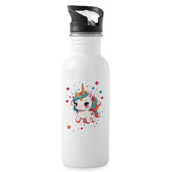 Einhorn Liebhaber Design Lustige Einhörner - Trinkflasche mit integriertem Trinkhalm - Weiß - Rechts