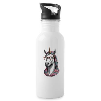 Einhorn Mama Lustige Einhörner Liebende Mutter - Trinkflasche mit integriertem Trinkhalm - Weiß - Rechts