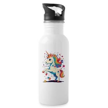 Licornes drôles Licorne mignonne Licorne Fille - Gourde avec paille intégrée - blanc - Droite