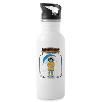 Fille Enfant Parapluie Pluie Météo - Gourde avec paille intégrée - blanc - Droite