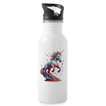 Amoureux de la licorne Licornes drôles Licorne mignonne - Gourde avec paille intégrée - blanc - Droite