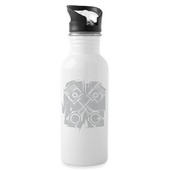 v8 Piston Engine Icon Art Illustration Logo - Water bottle with straw - white - Right