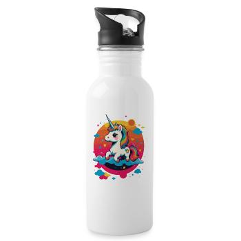 Licornes drôles Jolie fille licorne - Gourde avec paille intégrée - blanc - Droite