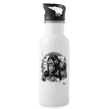 Funky Musik Kopfhörer Schimpansen-Affe - Trinkflasche mit integriertem Trinkhalm - Weiß - Rechts