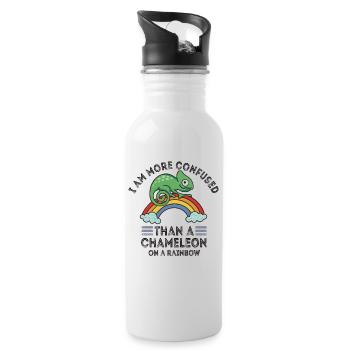 I'm more confused than a chameleon - Water bottle with straw - white - Right
