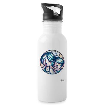 Küss mich, Schatz, ich will dich! - Trinkflasche mit integriertem Trinkhalm - Weiß - Rechts