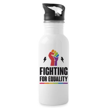 LGBTQ Pride Month - Fighting for Equality - Water bottle with straw - white - Right