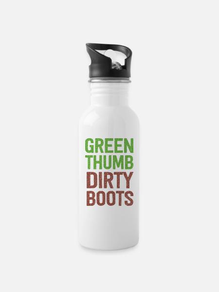 Green Thumb Dirty Boots - Trinkflasche mit integriertem Trinkhalm - Weiß