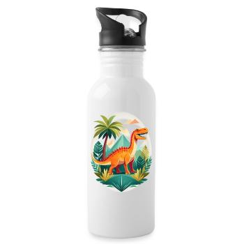 Dinosaures dans la jungle - Gourde avec paille intégrée - blanc - Droite