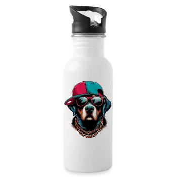 Hund - Trinkflasche mit integriertem Trinkhalm - Weiß - Rechts