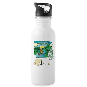 Bateaux de camping aux cacahuètes Amoureux de la nature Camping nature - Gourde avec paille intégrée - blanc - Droite