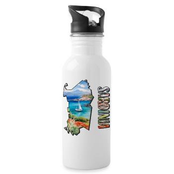 Watercolor Map Sardinia - Water bottle with straw - white - Right
