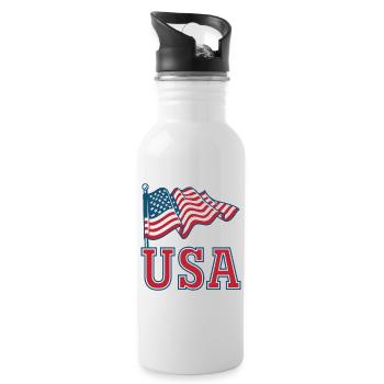 USA-Flagge - Trinkflasche mit integriertem Trinkhalm - Weiß - Rechts