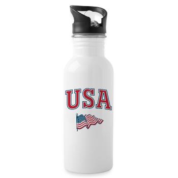 Drapeau des États-Unis - Gourde avec paille intégrée - blanc - Droite