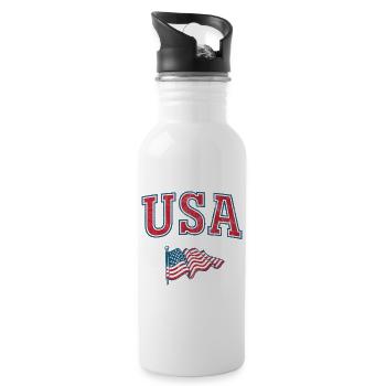 USA Flag - Water bottle with straw - white - Right
