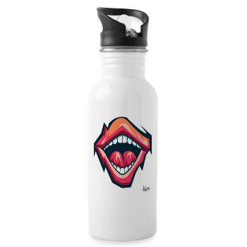 Screaming mouth: Design to scream beautiful! - Water bottle with straw - white - Right