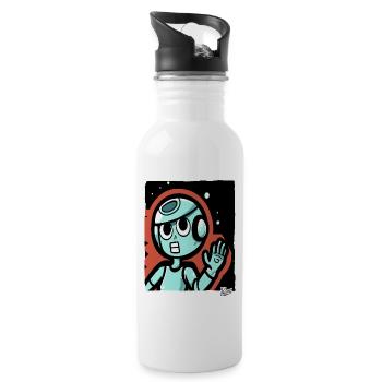 The Silence of Space: Funny Astronaut Cartoon - Trinkflasche mit integriertem Trinkhalm - Weiß - Rechts