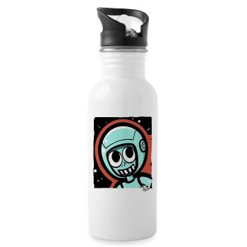 Funny Astronaut Explorer Cartoon - Trinkflasche mit integriertem Trinkhalm - Weiß - Rechts