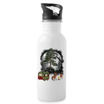 Wald Waldbewohner Erdnuss Märchen Bauwagen Kind - Trinkflasche mit integriertem Trinkhalm - Weiß - Rechts