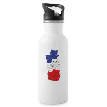 Drapeau français Cat France française - Gourde avec paille intégrée - blanc - Droite