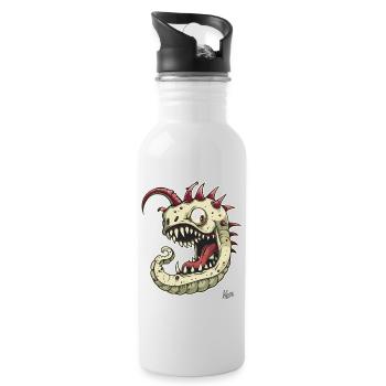 Ein starker, seltsamer Monster-Wurm - Trinkflasche mit integriertem Trinkhalm - Weiß - Rechts