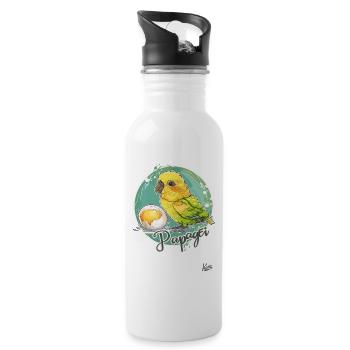 Parrot Egg: Parrot and Egg - Water bottle with straw - white - Right