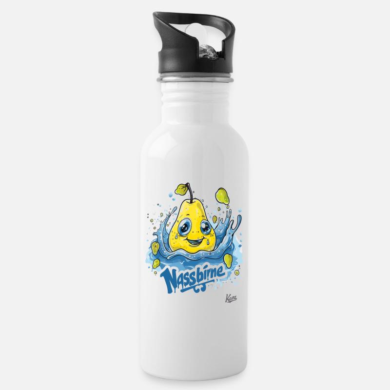 Lustige Wasser-Nasse-Birne: Eine Nassbirne - Trinkflasche mit integriertem Trinkhalm - Weiß