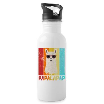 Funny Llama Dad Papalapap Perfect Father's Day - Water bottle with straw - white - Right