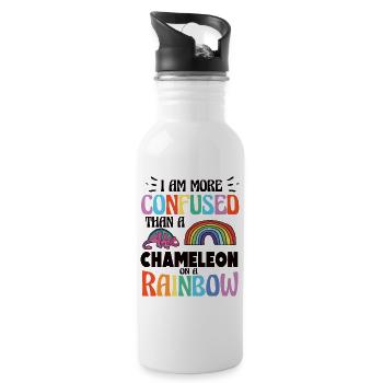 Ich Bin Verwirrter Als Ein Chamäleon - Trinkflasche mit integriertem Trinkhalm - Weiß - Rechts