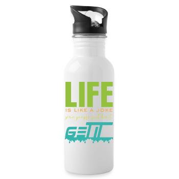 Life is like a joke - funny saying - Water bottle with straw - white - Right