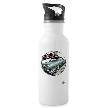 Cholow Klassiker: Oldtimer Lowrider-Auto - Trinkflasche mit integriertem Trinkhalm - Weiß - Rechts