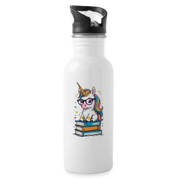 Einhorn Fantasie Geschichten Süßer Einhorn - Trinkflasche mit integriertem Trinkhalm - Weiß - Rechts
