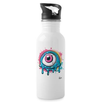 The cool paint splash eye - Water bottle with straw - white - Right