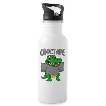 Croc Tape | Crocodile Baby with Croc Tape - Water bottle with straw - white - Right