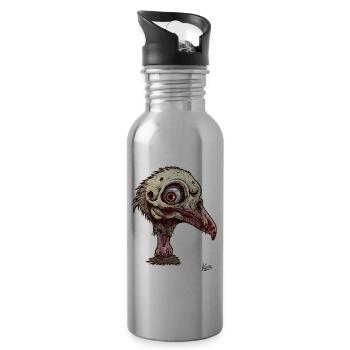 Oiseau d’autruche zombie oiseau - Gourde avec paille intégrée - argent clair - Droite