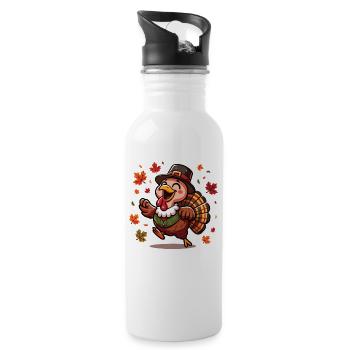 Happy Thanksgiving Turkey Fall - Water bottle with straw - white - Right