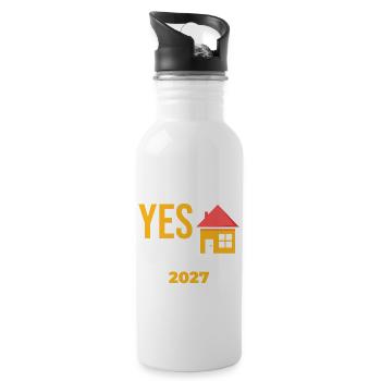 We Said Yes To The Address 2027 - Trinkflasche mit integriertem Trinkhalm - Weiß - Rechts
