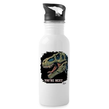 Super Aggressiver Rex Dinosaurier: Du bist Nächste - Trinkflasche mit integriertem Trinkhalm - Weiß - Rechts
