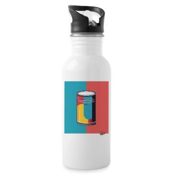 Pop Art und eine bunte Dose - Trinkflasche mit integriertem Trinkhalm - Weiß - Rechts